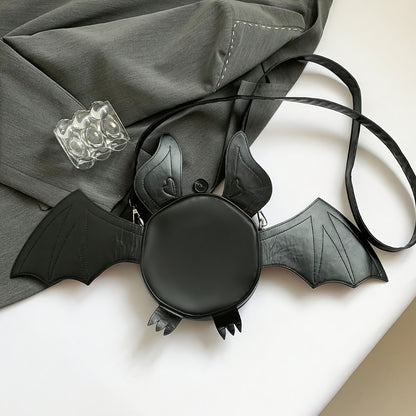 1pc Fashionable Devil Bat-Shaped Synthetic Leather Crossbody Bag with Detachable Strap - Lightweight, Zip Closure, Halloween Themed Accessory for Women in Grey/Purple/Red - Perfect for Parties, Outdoor Fun & Costume Matching