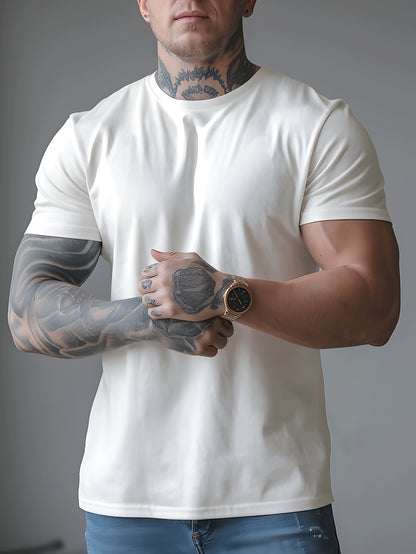 Men's Trendy Summer Short-Sleeve T-Shirt with "Rave" Graphic Print - Breathable, Versatile Round Neck Tee for Beach Vacations & Casual Wear, Breathable Clothing | Relaxed Fit Shirt | Comfortable Fabric, Shirts for Summer