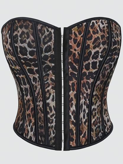 [Statement Fashion] Elegant Skull Print Lace-Up Corset Top for Women - Gothic Style, High Support, Tummy Control, Black with Red Roses & Skull Design, No-Pad Bustier, Hand Wash Only