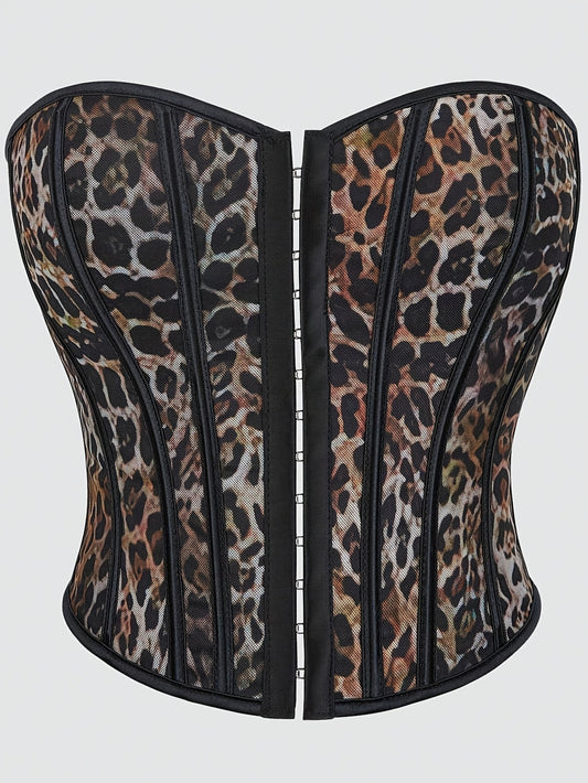 [Statement Fashion] Elegant Skull Print Lace-Up Corset Top for Women - Gothic Style, High Support, Tummy Control, Black with Red Roses & Skull Design, No-Pad Bustier, Hand Wash Only