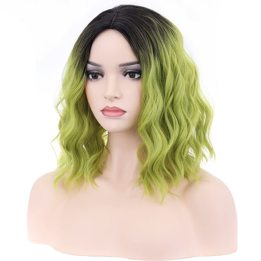 1pc Women'S Cosplay Curly Wave Wig, High Temperature Fiber, Medium Parted Mixed Color, Rose Net Cap, Long Hair for Festival and Party Wear