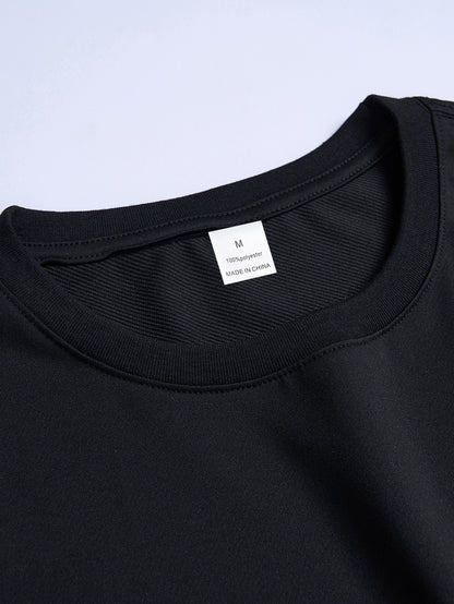 Men's Casual Summer T-Shirt - Soft Breathable Fabric with Bold "Techno" Letter Print & Orange Accent, Ribbed Collar, Regular Fit for Casual Attire, Summer T Shirts, Classic Round Neckline, Comfortable Tee Construction