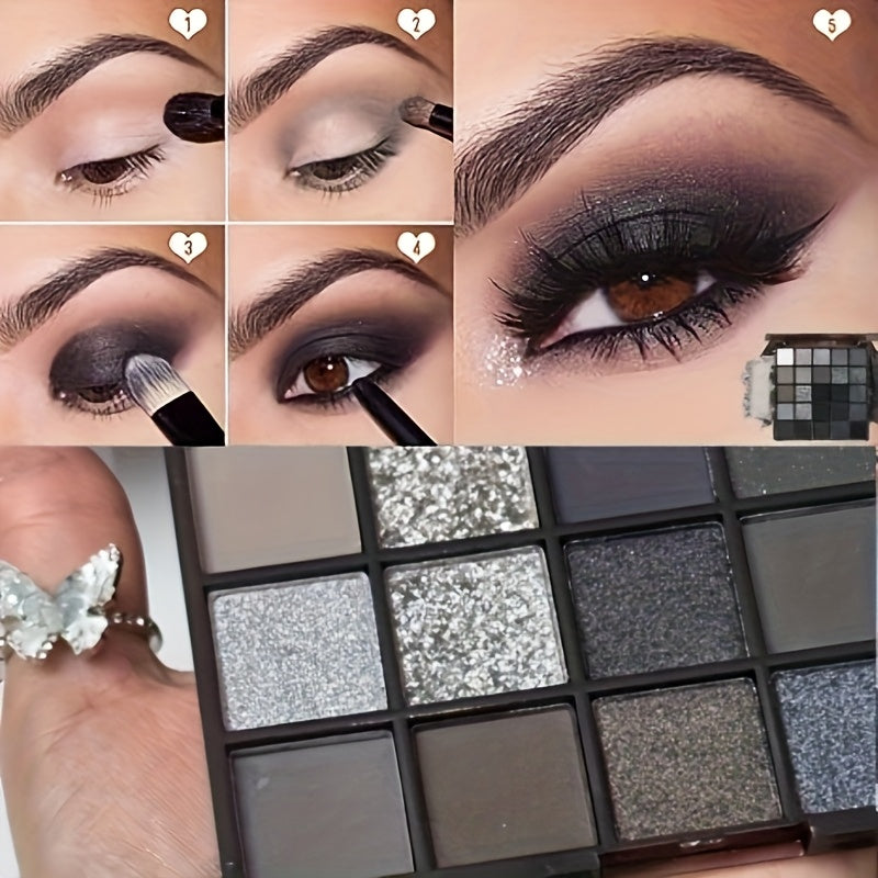 25-Color Black Swan Eyeshadow Palette - Smoky & Gothic Styles in Shades of Black, Dark Gray, and Grey, 925 Soft Matte & High Options for Halloween & Easter, Gothic Makeup | Matte Finish | Pigmented Palett