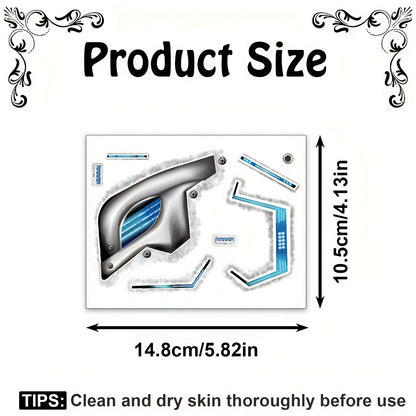 [Waterproof Temporary Tattoos] FTVLTAT 4pcs Waterproof Mechanical Arm Face Stickers | Long-Lasting Temporary Tattoos for Legs, Ankle & Arms, Body Art Decoration for Halloween, Birthday Parties & Festivals, Festival Accessorie
