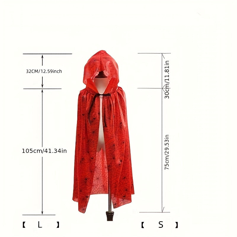Glamorous Polyester Halloween Costume - Witch Cape with Blood Splatter Design, Black & Red, Full-Body Protection, Adjustable Straps & Drawstring Waist for Cosplay, Themed Parties, Halloween Decorations, Halloween Costume, The