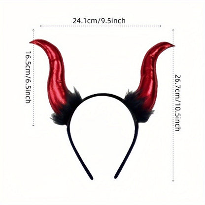 [Halloween] 4pcs Halloween Devil Costume Set, Red Sexy Halloween Costumes Demon Horn Headband, Demonic Wings, Antique Like Pendant Collar Necklace, Lace Arm Sleeves Cosplay Costume Accessories for Women
