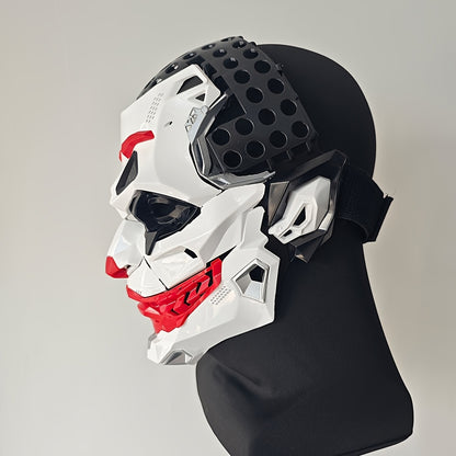 1pc Joker Clown Costume Mask - Inspired Horror Joker Mask with White & Red Lip Design, Clear Eyes & Sharp Jawline - Non-Toxic & Easy-to-Wear for Cosplay, Carnival, Costume Parties - Joker Makeup Effect for Adults & Teens (No