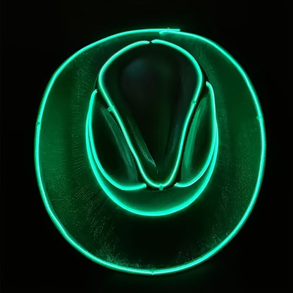 Neon Glow-in-the-Dark Cowboy Hats for Parties - Vibrant Red, Blue, Pink & Black, Battery Operated (AA Not Included), Hand Wash Only, Perfect for Halloween, Christmas, Thanksgiving & More, Festive Headwear, Party Accessories,