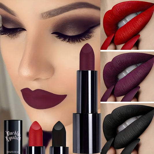 [Matte Lipstick] Darkly Lipstick: 3pcs/set | Matte Lipstick set | Waterproof, Long-Lasting | Adult Use, All Skin Types | Halloween Look | Perfect Gift for Women