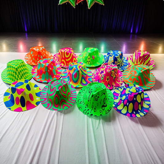 12pcs Vibrant Party Hats - Randomly Assorted, Colorful Designs with Glittery Accents, Perfect for Weddings, Birthdays, Bachelor Parties, and Graduations, Festive Party Accessory | Vibrant Party Hat | Plastic Party Hat, Party