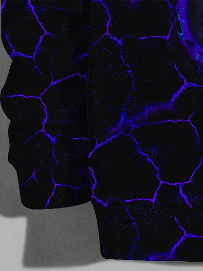 Men's 3D Skull Print Hoodie - Edgy Blue Glowing Eyes Design, Long Sleeve, Casual & Sporty, Polyester Blend, Machine Washable for Fall/Winter, Skull Hoodie