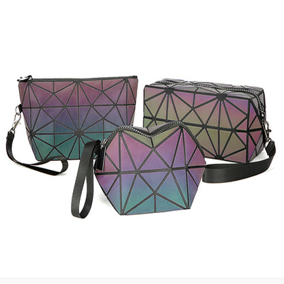3pc Glow Radium Holographic Reflective Makeup Bag Se