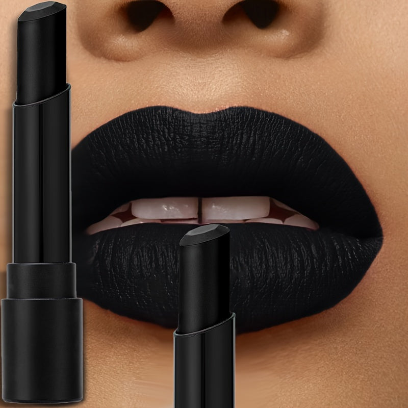 2pcs dark style makeup set, matte black lipstick with long-lasting waterproof eyeliner, black smoky eyeshadow, perfect for Halloween, create a weird and cute makeup, BEAUTY GLAZED