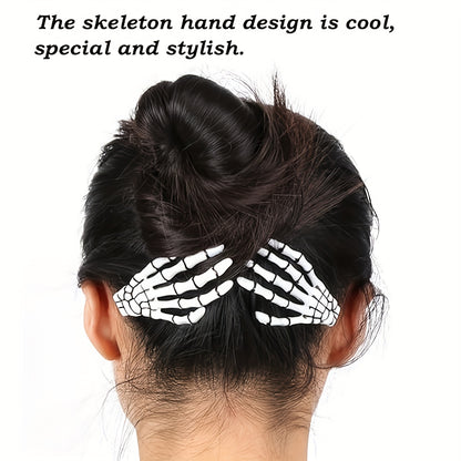 8pcs Skull Hair Clips - Colorful Skeleton Claw Clips, Punk Rock Horror Style Hair Accessories, Halloween Party Gift, Fun Hairstyle Add-Ons