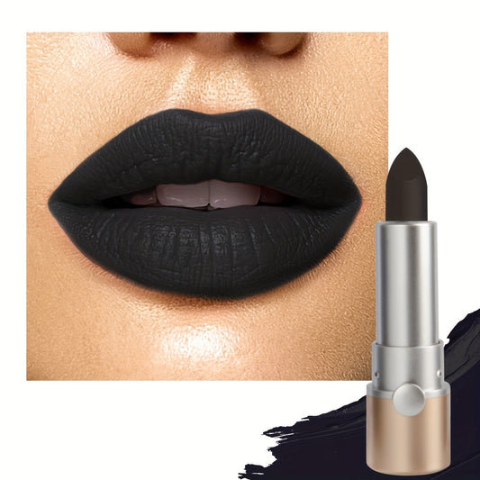 HUASURV Matte Black Lipstick for Adults, Creamy Full Coverage, Moisturizing Paste Formula, Ideal for Neutral Skin Tone, Rich & Plump Effect, Under 300g - Perfect for Halloween & Mother's Day Gifts