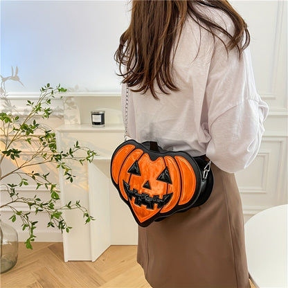 [Pumpkin Novelty Shoulder Bag] Fashion Halloween Women's Pumpkin Shoulder Bag Novelty Devil Messenger Bag