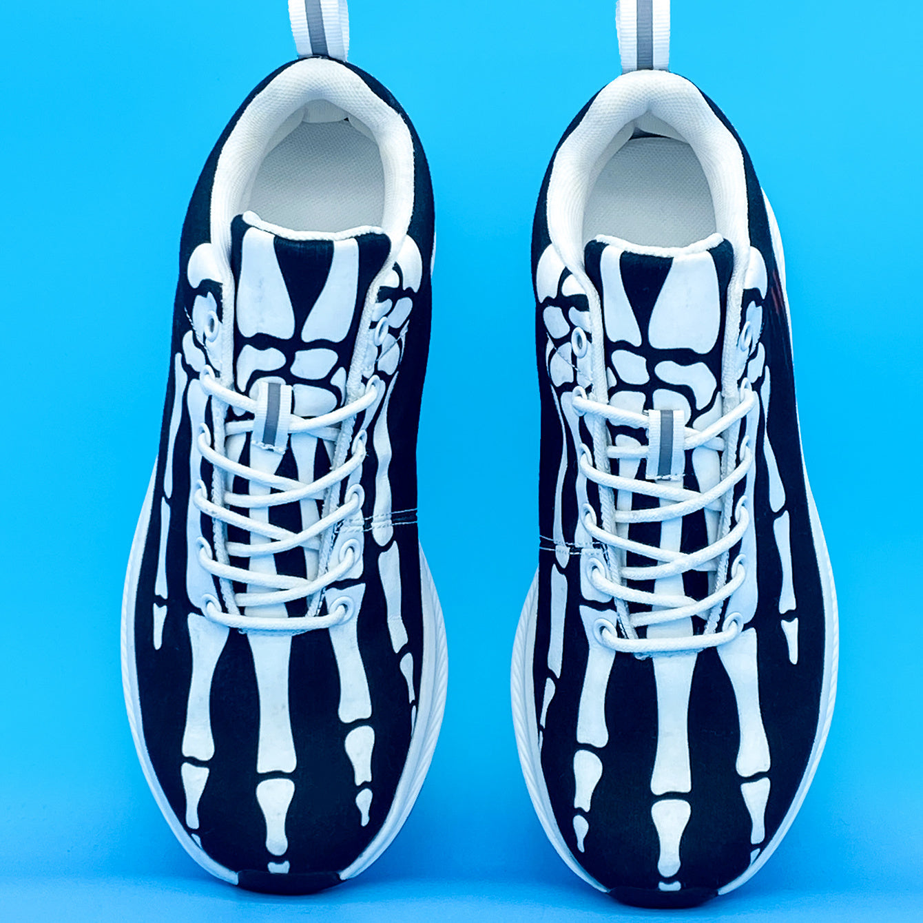 Halloween Devil's Bone Men's Lightweight Running Shoes - Low-Top Lace-Up, Skeleton & Flame Design, Breathable Fabric, MD Sole, Perfect for Halloween & Beyond