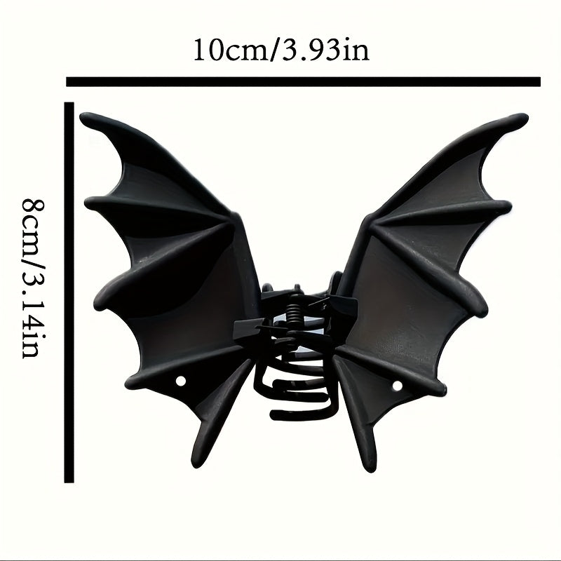 [Gothic Bat Hair Clip] 1pc Gothic Punk-Style Halloween Bat Hair Clip - Matte Black Animal Print Hairpin for Women, Elegant Party Hair Accessory for Ponytails & Buns