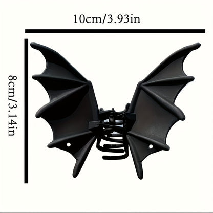 [Gothic Bat Hair Clip] 1pc Gothic Punk-Style Halloween Bat Hair Clip - Matte Black Animal Print Hairpin for Women, Elegant Party Hair Accessory for Ponytails & Buns