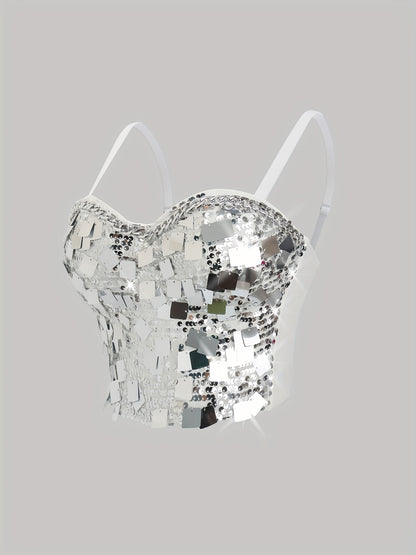 Women'S Backless Sequin Corset Top