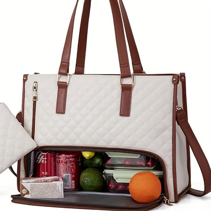 Large Capacity 2-in-1 Convertible Tote & Crossbody Bag with Detachable Shoulder Strap
