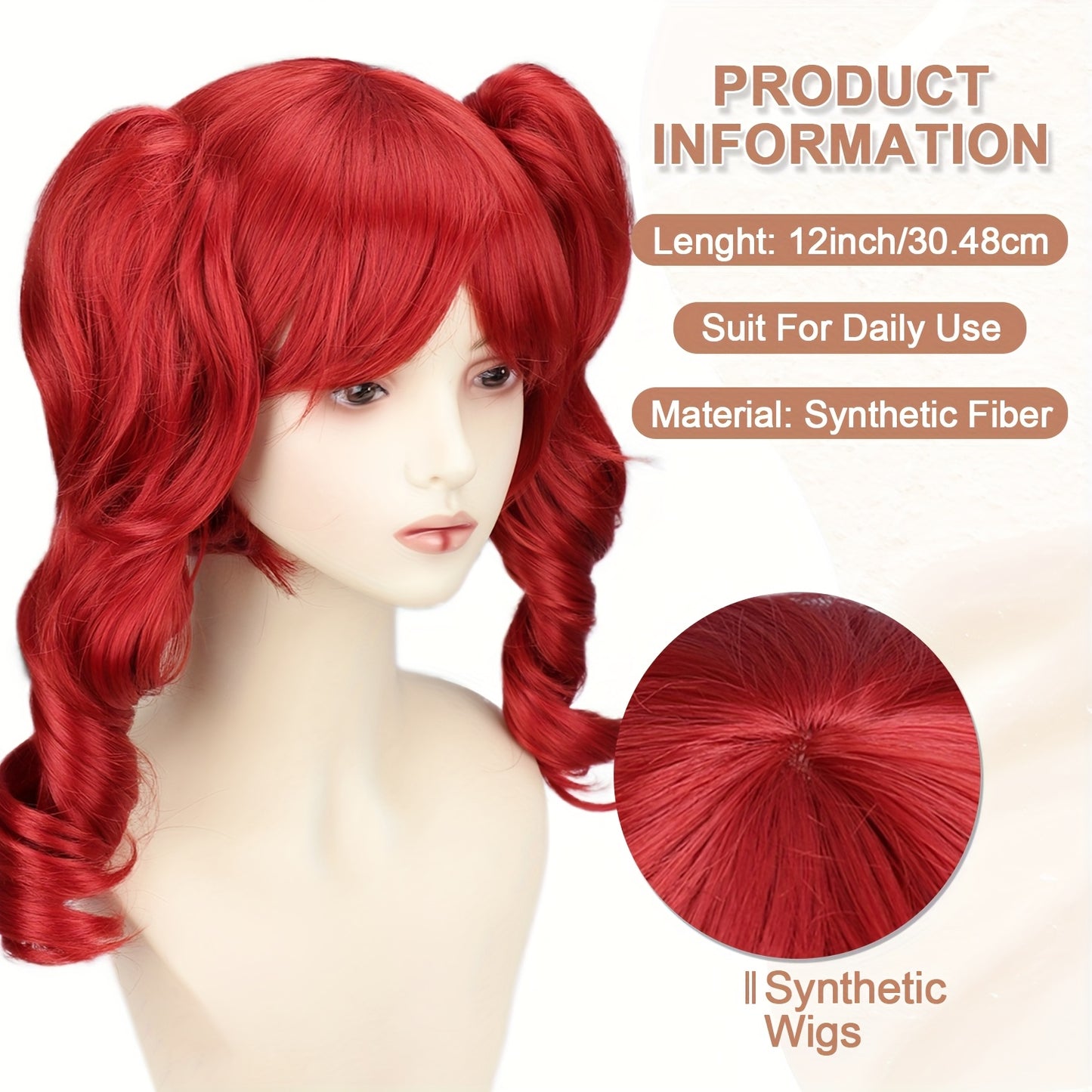 [Scary Clown Wig] Heat-Resistant Synthetic Fiber Scary Clown Wig - Red Curly Hair, Extreme Volume for Halloween, Circus, Costume Parties | Easy to Style & Maintain - Unisex Adult Horror Party Makeup - Compatible with Pennywis