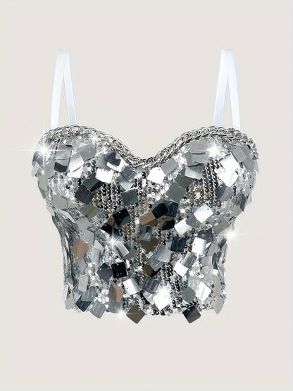 Women'S Backless Sequin Corset Top