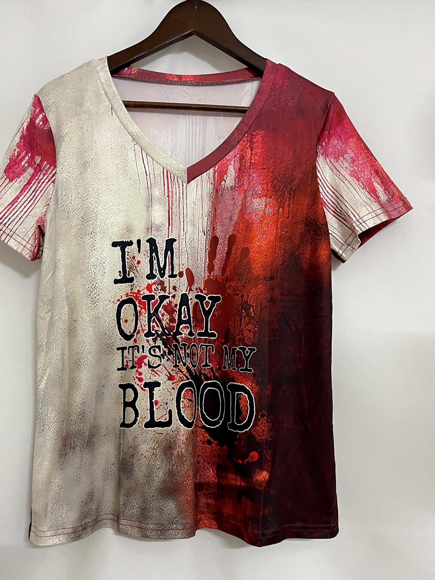 Spooky Halloween Hand Print, Short-Sleeve Casual T-Shirt