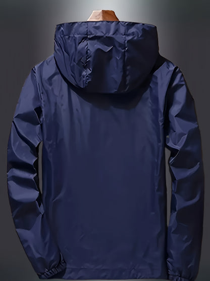Men's Zip-Up Hooded Jacket - Breathable Reflective Outerwear for Gym, Cycling, Hiking & Beach Use - Lightweight Spring/Summer/Autumn Outdoor Wear with Zippered Storage Design. High-Quality Unisex Hoodie Perfect for Water Spor