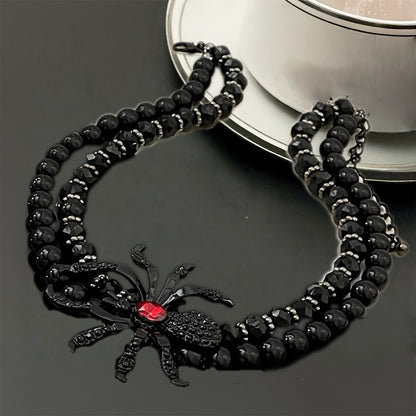 New dark Gothic-style spider jewelry set, perfect for Halloween costume accessories, a must-have for exaggerated European and American parties, a spider necklace, bracelet, adjustable ring and earrings 4pcs jewelry set
