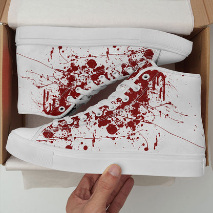 [Festive Gift Idea] Men's & Women's Blood Splatter Print High-Top Sneakers - Breathable Fabric & Rubber Sole Lace-Up Shoes for Casual, Sports, Running - All-Season Comfort, Festive Gift Idea, Casual Comfort Footwear, Sporthy