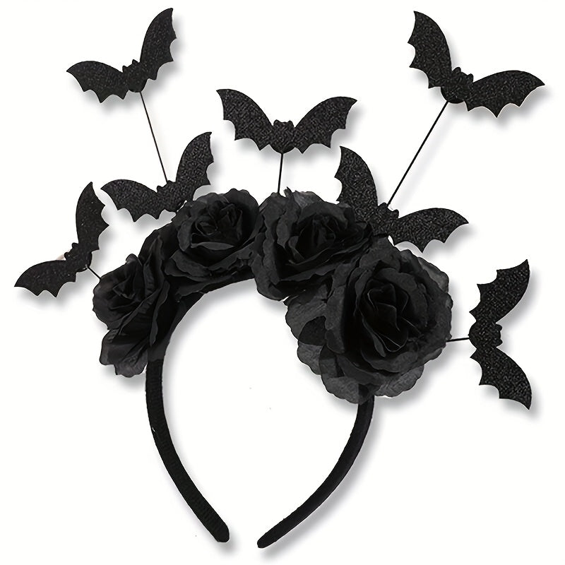 [Funny Halloween Headbands] 4pcs Halloween Party Funny Headbands | Lace Spider Web, 3D Hats, Horns, Bat Decorated Haunted Night Prankster Spider Accessories