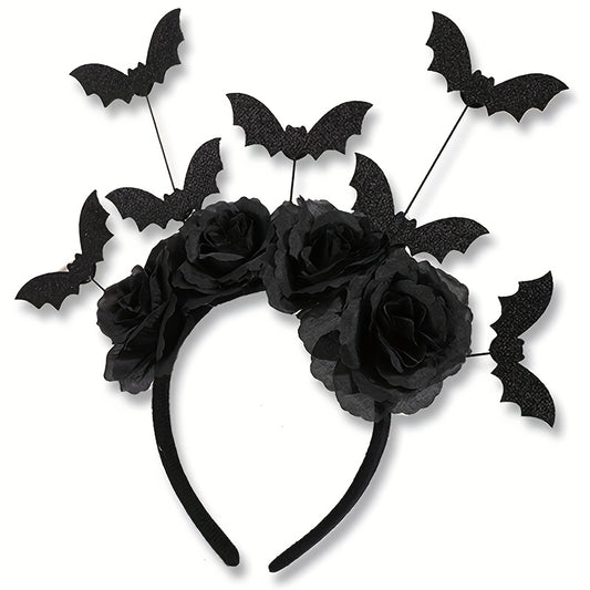 [Funny Halloween Headbands] 4pcs Halloween Party Funny Headbands | Lace Spider Web, 3D Hats, Horns, Bat Decorated Haunted Night Prankster Spider Accessories