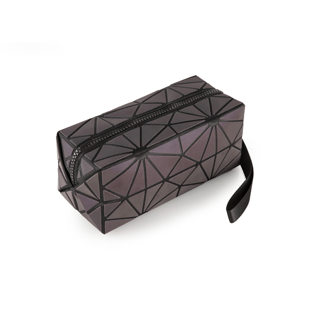 UK LOCAL SELLER - Holographic & Reflective Makeup Bag Medium - Glow in The Night Geometric Rhombus Polyester Lightweight Luxury Cosmetic Pouch Durable with Smooth Zip Multi-Purpose Use Travel Purse | Sent and Fulfilled from U