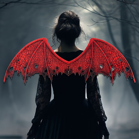 [Halloween Devil Wings] Halloween Red Devil Wings Costume | Funky Vampire Style, Non-Polyester Fabric, Party Performance Prop, Cosplay, Festive Horror Accessory, Hand Wash or Dry Clean