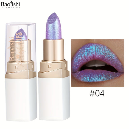 BAOLISHI Chameleon Shiny Lipstick, Highly Pigmented Metallic Lipstick Shiny Gradient Color Long-lasting Makeup Sparkle For All Day For Music Festival