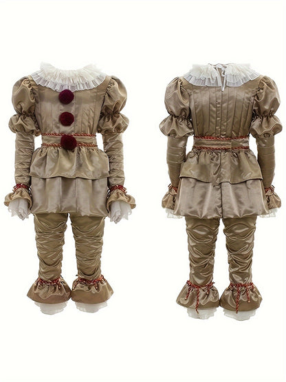 Scary Clown Halloween Costume Cosplay Party Outfit Full Set Adults