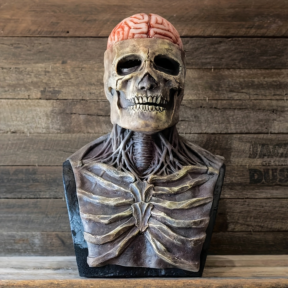 [Scary Horror Mask] Scary Horror Prop - 1pc Natural Latex Blood Cerebrum Full Head Skull Gentleman Mask | Halloween, Christmas Carnival & Cosplay Party | Ideal Masquerade Gift with Frightening Atmosphere