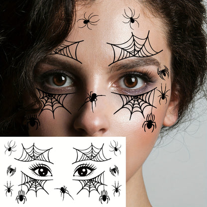 [Halloween Spider Tattoos] 10pcs Halloween Spider Series Temporary Tattoo Stickers | Black Spider Web Patterns for Face and Eyelids, Waterproof Realistic Fake Tattoo Decals - Suitable for Halloween Party Makeup