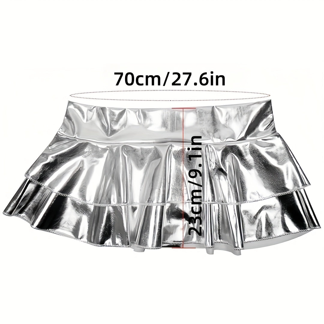 1pc Skirts for Women Women Sexy Lingerie Y2K Sparkle Shiny Slim Faux Leather Mini Skirt Night Out Party Clubwear Disco Outfit