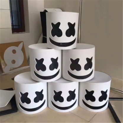 [DJ Marshmello Latex Mask] 1pc Life-Size DJ Marshmello Latex Costume Mask - Halloween Party, Cosplay, EDM Events - Assembly Required (Mask Color Random - Guaranteed Design) - Fits Head Circumference up to 27.1" - Official Loo