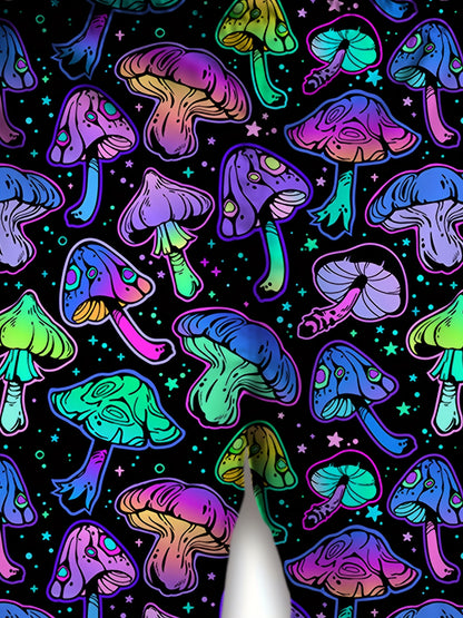 Men's Retro Neon Mushroom 3D Print Casual Athletic Shorts - Vibrant Psychedelic Design, Drawstring Waist, Comfortable for Basketball & Streetwear