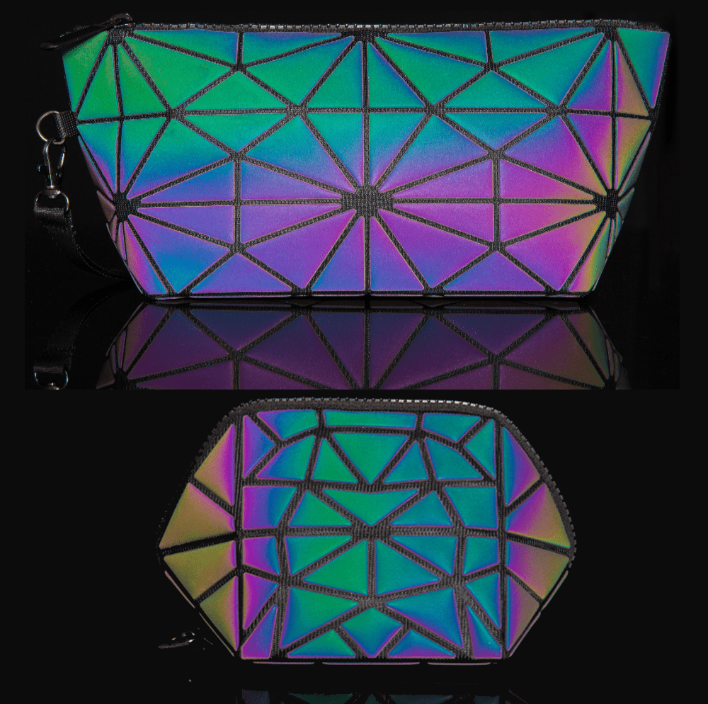 3pc Glow Radium Holographic Reflective Makeup Bag Se