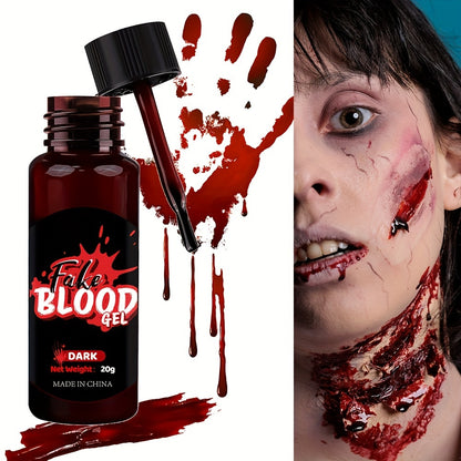 Washable Fake Blood Makeup with Brush - Perfect for Vampires, Zombies, Clowns & Cosplay - Realistic Clotted Blood Effect