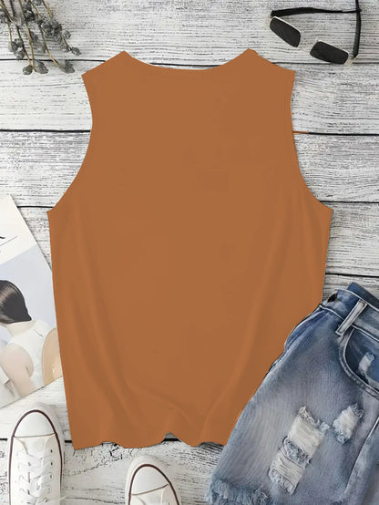 Women's Casual Sleeveless Tank Top with DJ Music Graphic Print - EDM Rave-Inspired Acid House & Psychedelic Pop Design, Stretchy Comfort Fit, Machine Washable for Clubbing, Festivals & Casual Attire, Ladies Tank Tops, Festiva