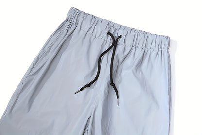 Spring and Autumn Men's Nighttime Reflective Sweatpants Fashion Streetwear Illuminated Straight Casual Trousers