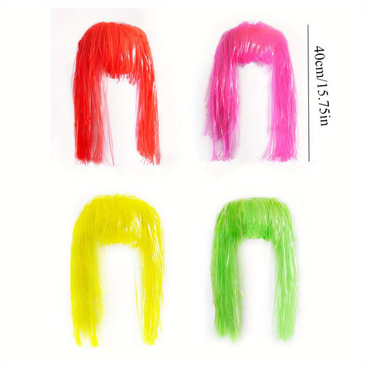 1pc Glow in the Dark Cosplay Wig - UV/Blacklight Activated Neon Pink, Party Dance Wig for Halloween, Costume Events, Clubs - Fluorescent Party Hair with Lightweight Plastic Construction, Club Night Outfit, Festive Decoration,