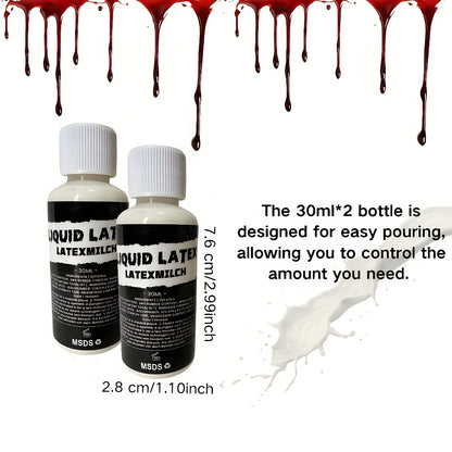 2pcs Liquid Latex SFX Makeup - Quick-Dry Body Paint for Scars, Wounds, Wrinkles | Perfect for Halloween & Special Effects | 30ml Each, Halloween Makeup|Realistic Effects|FastDry Latex