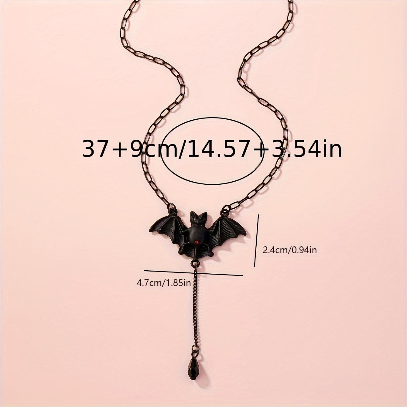 1pc Gothic Halloween Bat Necklace for Women - Black Bat Pendant with Red Eyes & Teardrop Bead Chain, Edgy Party Jewelry for Costume Events, Year-Round Versatile Gothic Accessory