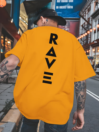 Men's Trendy Summer Short-Sleeve T-Shirt with "Rave" Graphic Print - Breathable, Versatile Round Neck Tee for Beach Vacations & Casual Wear, Breathable Clothing | Relaxed Fit Shirt | Comfortable Fabric, Shirts for Summer